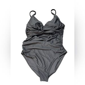 BLOOMING JELLY black twist front one piece swimsuit mid cut out size XXL NWT
